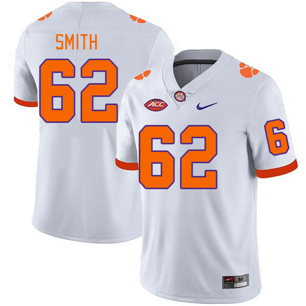 Men's Clemson Tigers Bryce Smith #62 College White NCAA Authentic Football Stitched Jersey 23KQ30BW